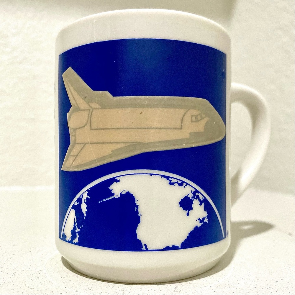 VTG NASA 1980s Space Shuttle Blue and White Coffee/Tea Mug